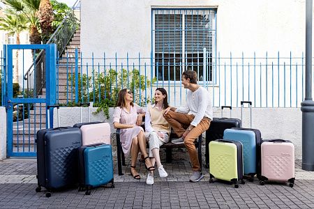 Чемодан складной Rollink Vega 360 55x40x20 см, 4 колеса, серо-синий