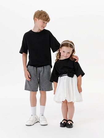 Футболка детская оверсайз Teezer, черная, размер 12 лет (146-152 см)