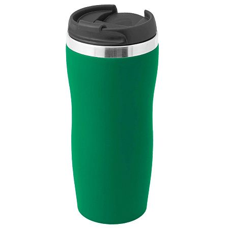 Термокружка SLIM SOFT 350мл. Зеленая с черной крышкой 6031.02