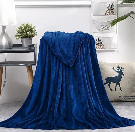 Плед мягкий флисовый Super Soft  Comfort, 125*150 см,синий 654С, в подарочной белой крафтовой коробке с окошком