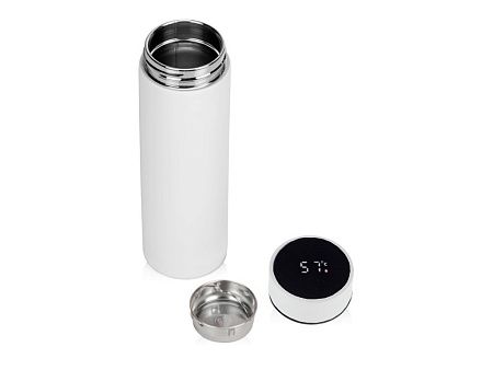 Термос вакуумный стальной Urban двухстеночный с медной изоляцией 450 мл, крышка с дисплеем, белый матовый