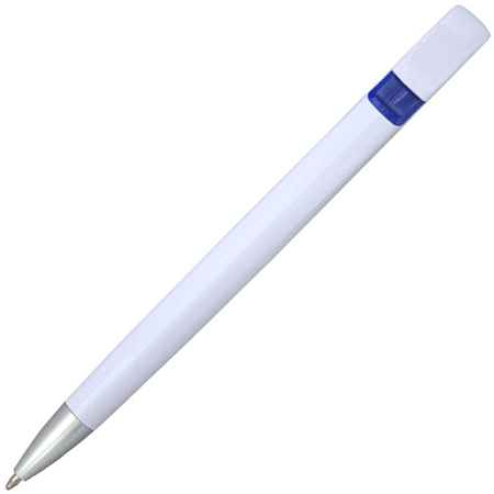 Ручка шариковая, пластиковая, белая/синяя