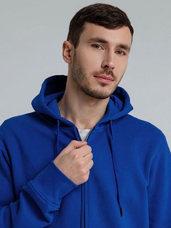 Толстовка на молнии с капюшоном унисекс King, ярко-синяя, размер XXL
