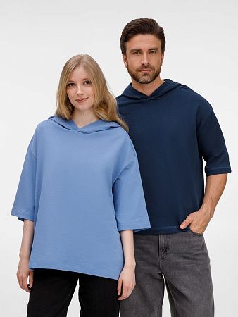 Футболка оверсайз унисекс с капюшоном Neofit, темно-синяя, размер XL/2XL