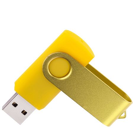 Флеш накопитель USB 2.0 Twister 64GB, пластик Софт Тач/металл, желтый/желтый