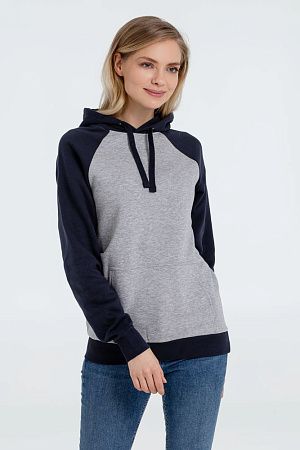 Толстовка унисекс Seattle, серый меланж с темно-синим, размер XS