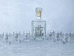 Набор со штофом «Нефтяной», цвет: прозрачный, серебристый