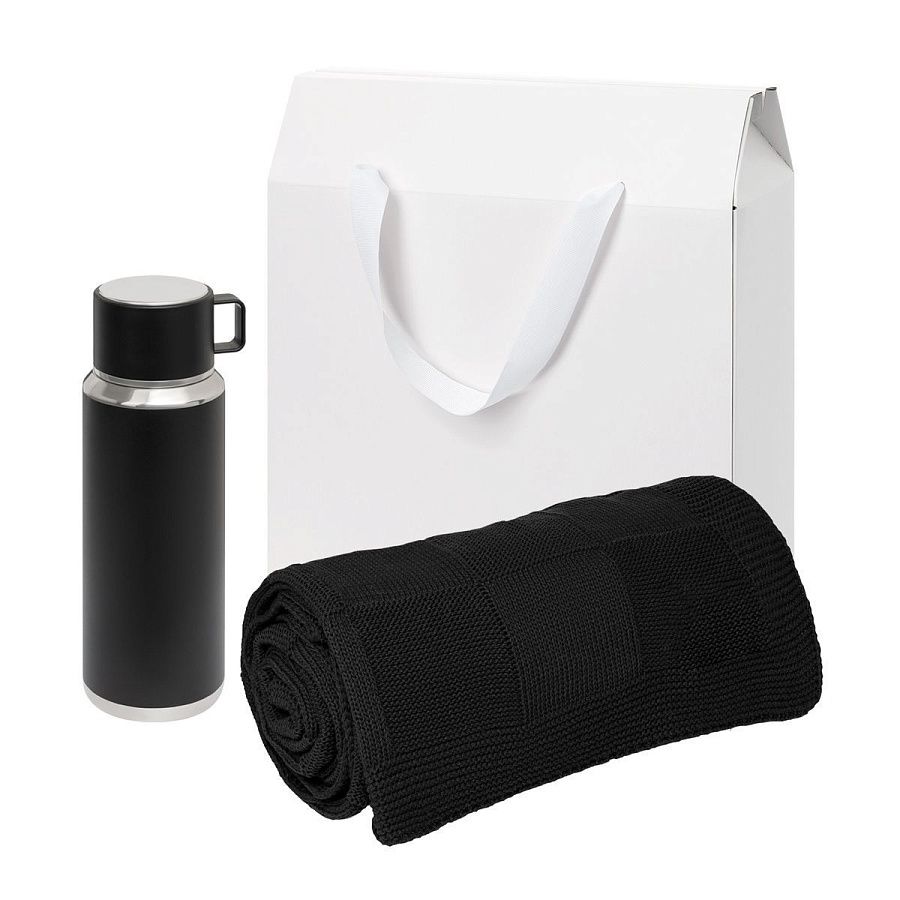 Подарочный набор Oslo, черный (плед, термос)