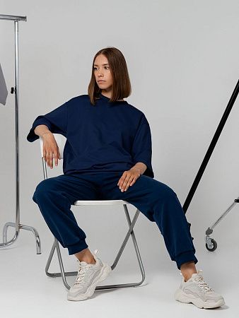 Футболка оверсайз унисекс Kosmos 2.0, темно-синяя, размер M/L