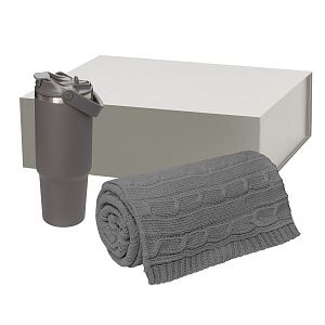 Подарочный набор Монтана (Montana), серый (плед, термокружка)