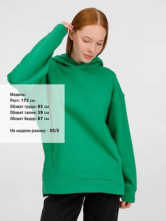Худи оверсайз унисекс Tolla, зеленое, размер XS/S