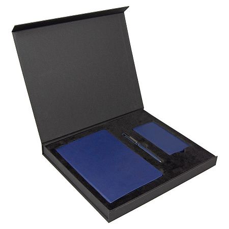 Набор подарочный Solution Prestige Yota Trio (Ежедневник Flexy Soft Touch Latte А5, Внешний аккумулятор (powerbank) «WeCharge Soft Touch», Ручка Grand Attashe металлическая,) в подарочный коробке, темно-синий