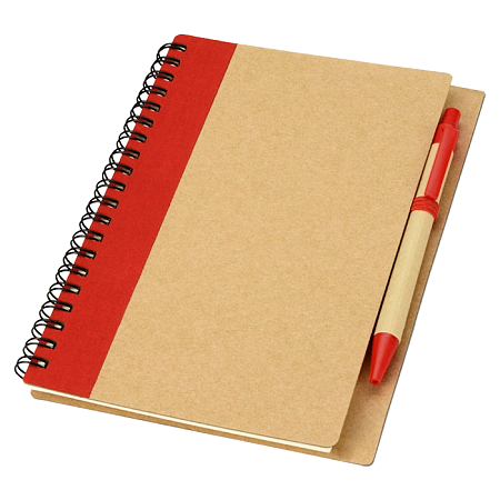 Блокнот B6 Easy Way, на пружине, в твердой обложке, c ручкой, красный