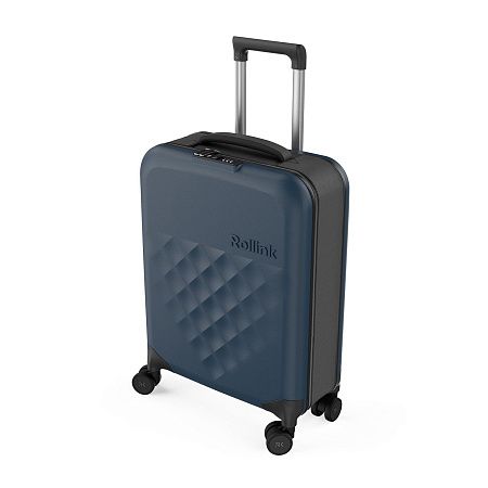 Чемодан складной Rollink Vega 360 55x40x20 см, 4 колеса, серо-синий