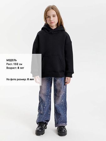 Худи детское оверсайз Junipero, черное, размер 10 лет (134-140 см)