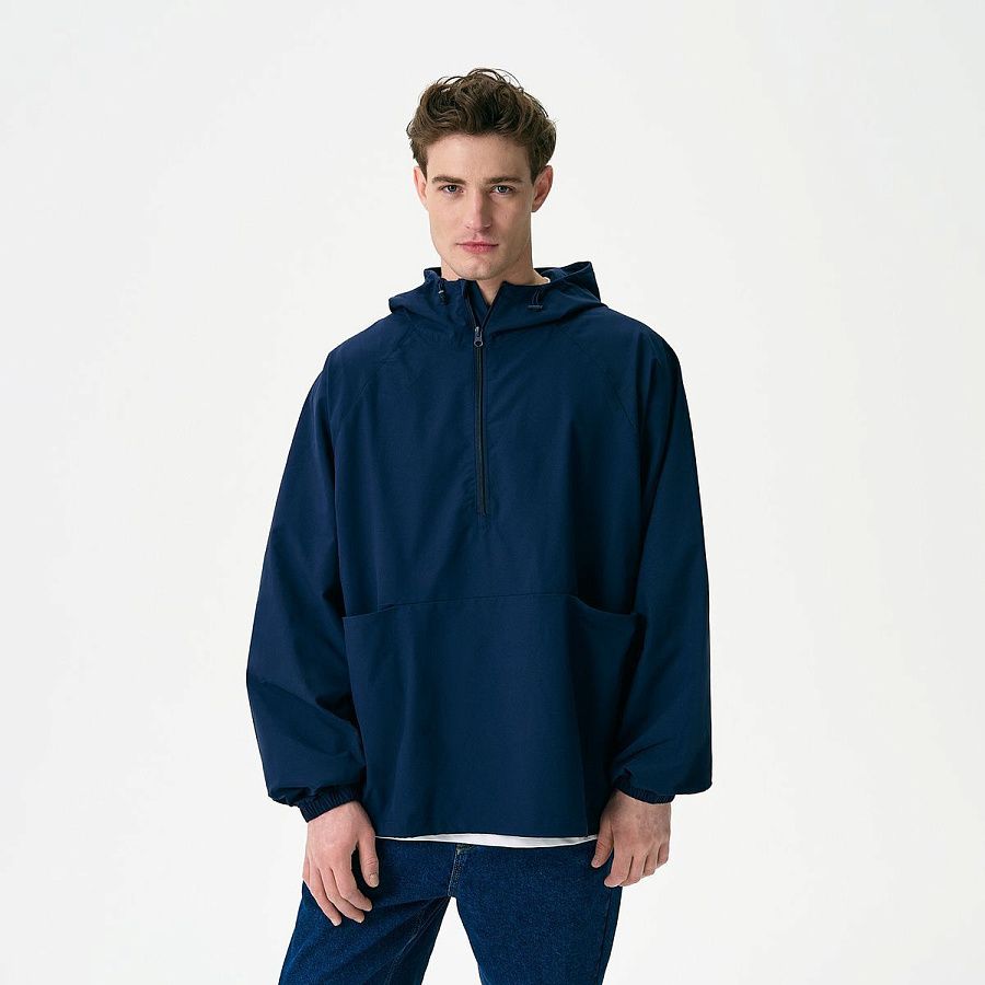 Ветровка (анорак) оверсайз унисекс Риссман (Rissman), темно-синяя, размер XL/XXL