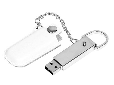 USB 2.0- флешка на 32 Гб в массивном корпусе с кожаным чехлом