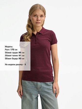 Рубашка поло женская Brandy Women, бордовая с белым, размер XL