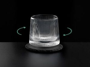 Вращающийся бокал для виски на сланцевом костере «Ventura», цвет: прозрачный