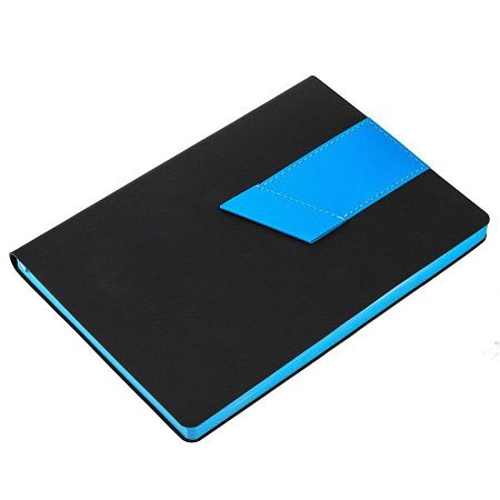 Ежедневник Bookmark, недатированный, черный с голубым