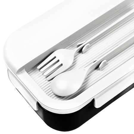 Герметичный контейнер для еды (ланч бокс)  BON VOYAGE, пластиковый, бело-черный, 1100 мл.