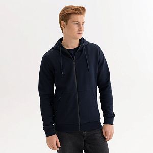 Толстовка на молнии с капюшоном MATEO темно-синяя, размер S/M