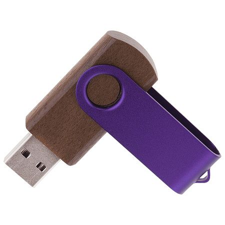 Флешка TWIST WOOD COLOR Темное дерево с фиолетовым 4014.32.11.32ГБ3.0