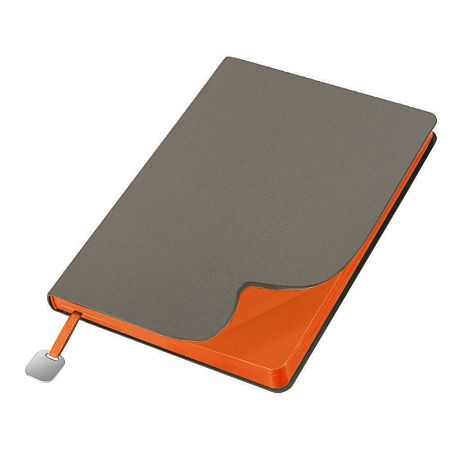 Ежедневник Flexy Velours de Soie Color А5, темно-серый-оранжевый, недатированный, в гибкой обложке