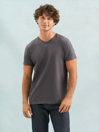 Футболка унисекс Regent с V-образным вырезом, темно-серая, размер XS