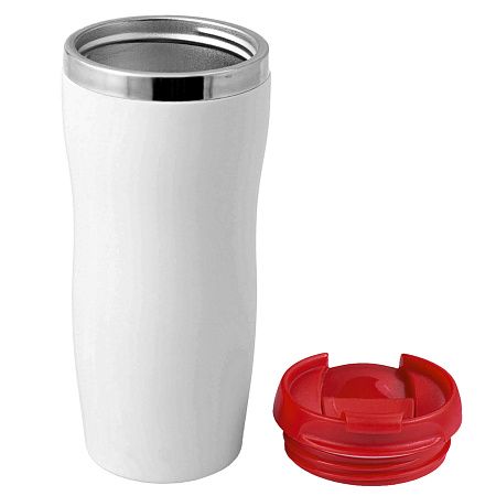Термокружка SLIM WHITE 350мл. Белая с красной крышкой 6032.03