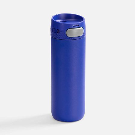 Термостакан X1 с цветной кнопкой, синий с серым