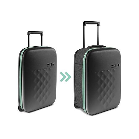 Чемодан складной Rollink Earth 55x40x20 см, 2 колеса, черный/зеленый