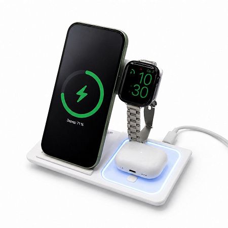 Беспроводное мультизарядное устройство Syntra 15W (3в1), белый