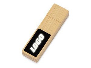 USB 2.0- флешка на 32 Гб c подсветкой логотипа «Bamboo LED», цвет: натуральный