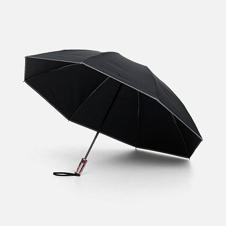Зонт наоборот складной Futurum со светоотражающим кантом, черный