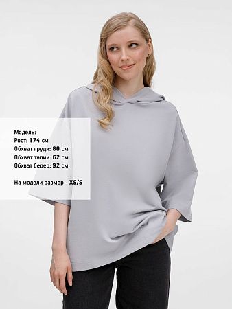 Футболка оверсайз унисекс с капюшоном Neofit, светло-серая, размер XL/2XL
