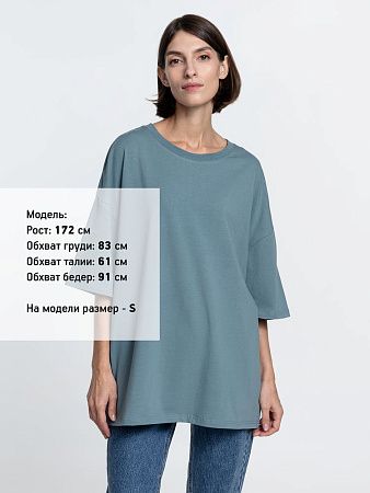 Футболка унисекс оверсайз Crosstown, серо-зеленая, размер S