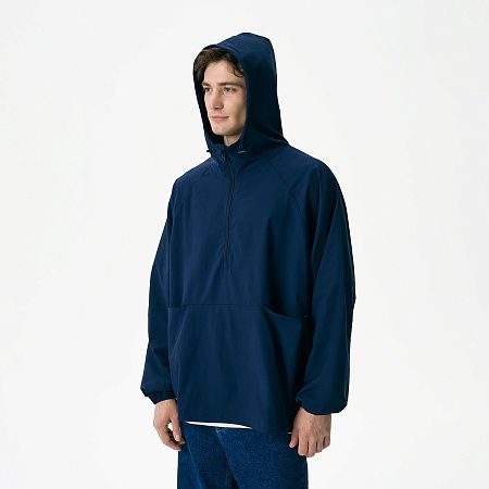 Ветровка (анорак) оверсайз унисекс Риссман (Rissman), темно-синяя, размер XL/XXL
