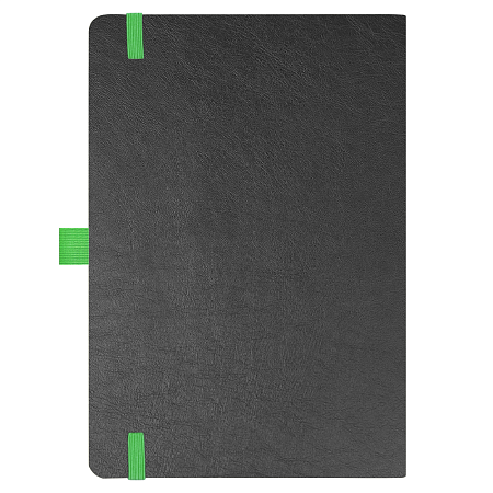 Блокнот Flexy Forest Urban Soft leather  А5, недатированный, с резинкой и петлей для ручки, в гибкой обложке, черно-зеленый