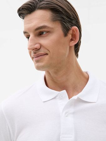 Рубашка поло мужская с длинным рукавом Perfect LSL Men, белая, размер XL