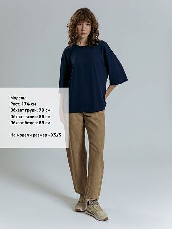 Футболка оверсайз унисекс Base Space, темно-синяя, размер XS/S