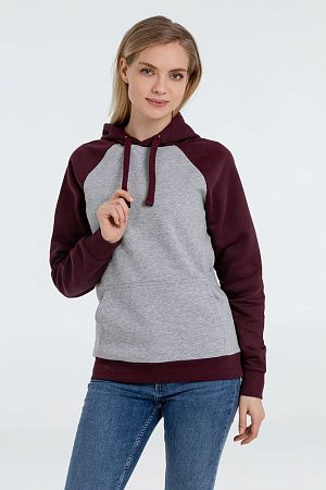 Толстовка унисекс Seattle, серый меланж с бордовым, размер M