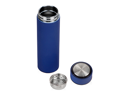 Термос стальной Traveler двухстеночный с вакуумной изоляцией, софт тач, 450 мл, синий