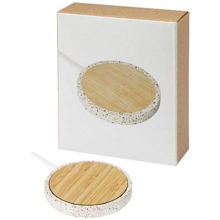 Бамбуковое беспроводное зарядное устройство "Terrazzo" 10 Вт