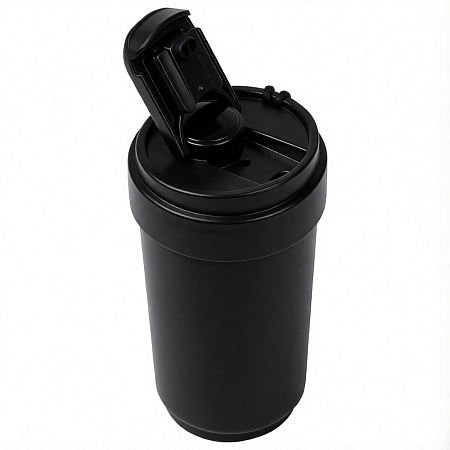 Термокружка Osaka с датчиком температуры, вакуумная, стальная, 410 мл, матовая, черная