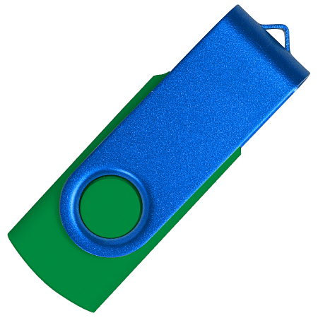 Флеш накопитель USB 2.0 Twister Сolor Mix 16GB, пластик Софт Тач/металл, зеленый/синий