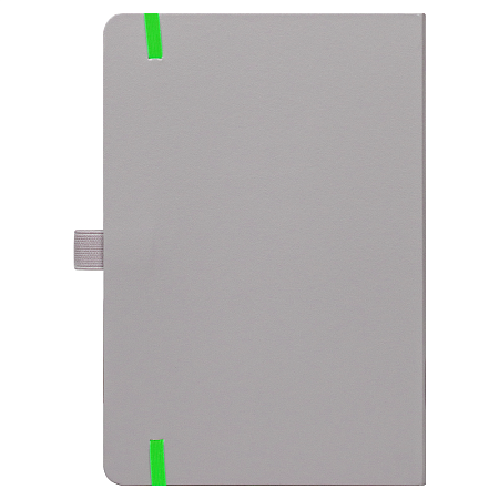 Блокнот Alfa Polo Line А5 в линейку матовый, серый, в твердой обложке с салатовой резинкой и петлей для ручки