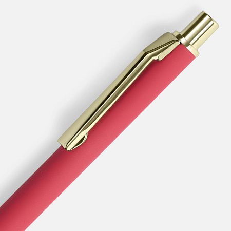 Ручка шариковая Lobby Soft Touch Gold, красная
