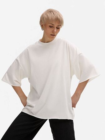 Футболка унисекс оверсайз T1, молочно-белая, размер XS/S