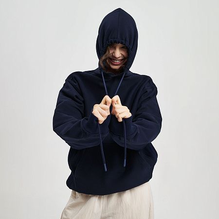 Худи релакс унисекс ADVENTURE, темно-синий, размер M/L